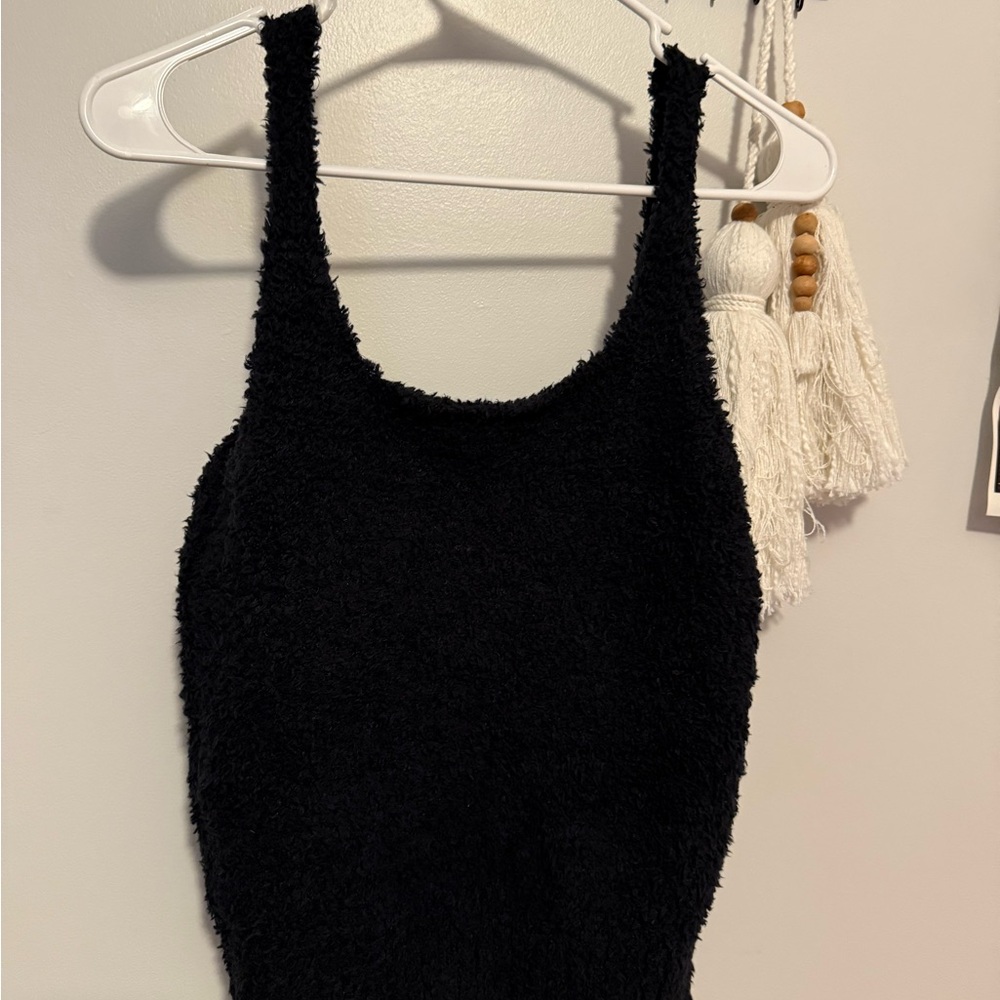 SKIMS Black Textured Tank Top